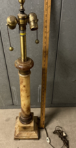 Faux Marble &amp; Brass 2 Light Marbro Tall Column Table Lamp 1960 - $187.11