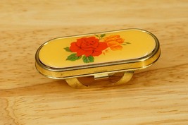 Vintage Ladies Costume Jewelry Gold Tone Metal Mirror Compact Ring Rose ... - £15.50 GBP