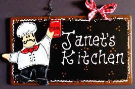 Fat Chef Personalize Kitchen Name Sign Wall Hanger Plaque Cucina Bistro Decor - £25.72 GBP