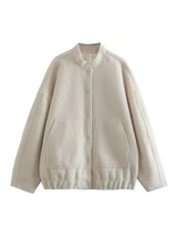 TRAF 2023 Women&#39;s Bomber Jacket Y2K Streetwear New In Outerwears Tweed Jacket Fo - £52.95 GBP