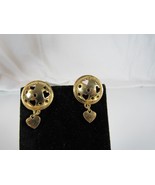 Vintage Avon 1990 Open Your Heart Domed Cut Out Dangle Pierced Earrings - $5.90