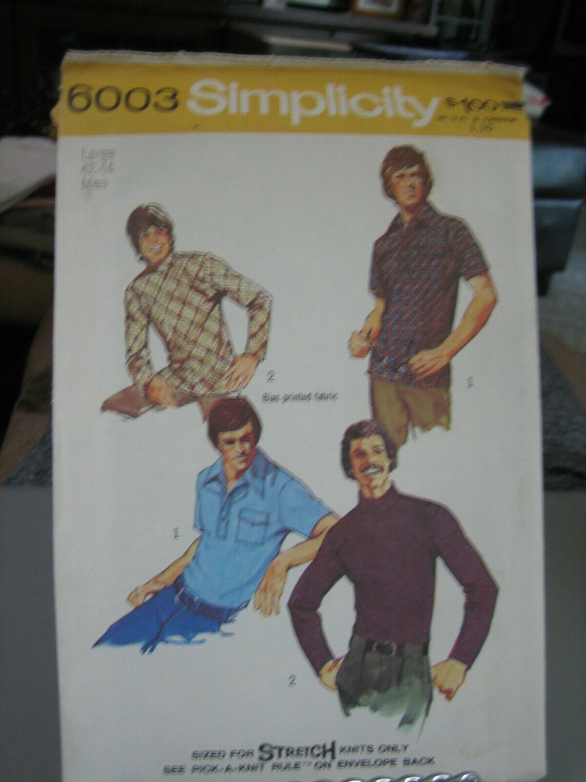 Simplicity 6003 Men's Knit Shirts Pattern - Size L (42-44) - $8.91