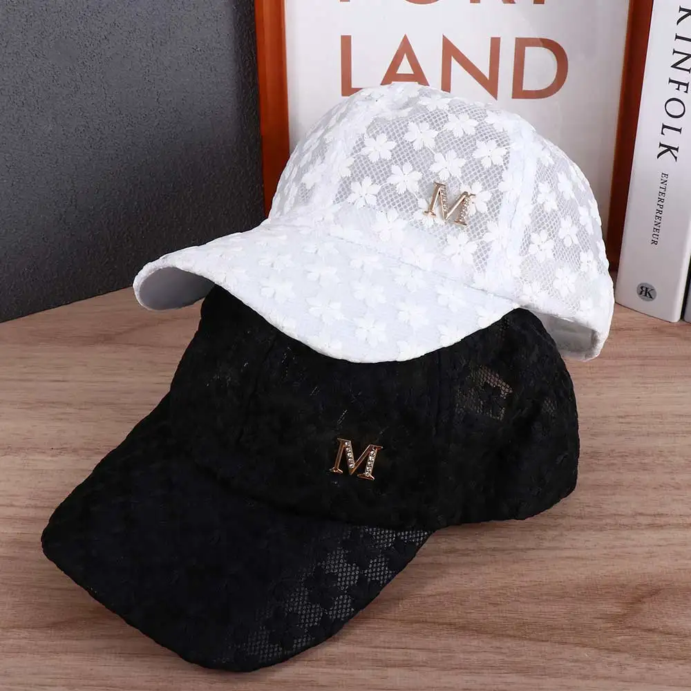 Fashion Women Lace Breathable Mesh Baseball Cap Embroidery Flower Summer Cap - £10.49 GBP+