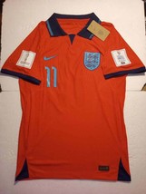Marcus Rashford England 2022 World Cup Qatar Match Slim Red Away Soccer Jersey - £87.60 GBP