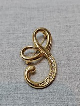 &quot;S&quot; Initial Gold Tone Cursive Pin Pinback Brooch, 2&#39;&#39; Length, Vintage  - $21.08 CAD