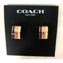 Coach Signature Enamel Chalk Multi Gold Hoop Earrings Gold Tome Size: 0.5'“ - £43.08 GBP