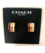 Coach Signature Enamel Chalk Multi Gold Hoop Earrings Gold Tome Size: 0.5&#39;“ - £42.29 GBP