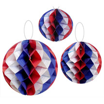 Bethany Lowe 3 Packages (9 pcs) &quot;Americana Honeycomb Hanging Balls&quot; RL1913 - £15.61 GBP