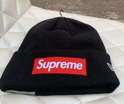 Supreme x New Era Box Logo - World Famous Beanie FW22 Black And Red One ... - £50.50 GBP