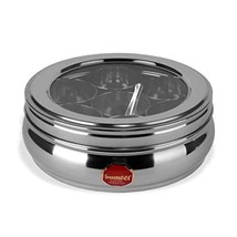 Sumeet Stainless Steel Belly Shape Masala (Spice) Box/Dabba/Organiser wi... - $39.59