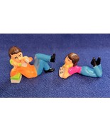 Vintage Wilton Cake Toppers Teenagers Boy &amp; Girl Talking On Phone Hard P... - $9.43 CAD