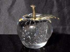 Vintage 3” Murano Style Silvestri Mouth Blown Crystal Glass Apple Paperw... - $284.99 MXN