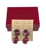 Kenneth Jay Lane Couture Collection Pink Crystal Double-Drop Earrings - $1,383.96 MXN