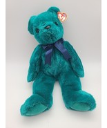 2000 TEDDY Bear Old Face TEAL Green Blue Tie Ty® Beanie Buddy 14&quot; Long W... - $170.54 MXN