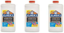 Elmer&#39;s Liquid School Glue, White, Washable, 946 ml (3 Count) Great for Slime - £15.63 GBP