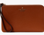 Kate Spade Leila Medium L-Zip Wristlet Brown Leather Wallet KE933 NWT $1... - $44.54