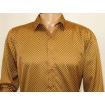 Men's Sports Shirt By Moderno Checker Fancy Long Sleeves MJLS-890 Gold image 10