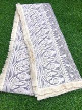 Soft Gray Embroidered Net dupatta with Chikankari Embroidery Tulle Fabric DP2001 - £24.37 GBP