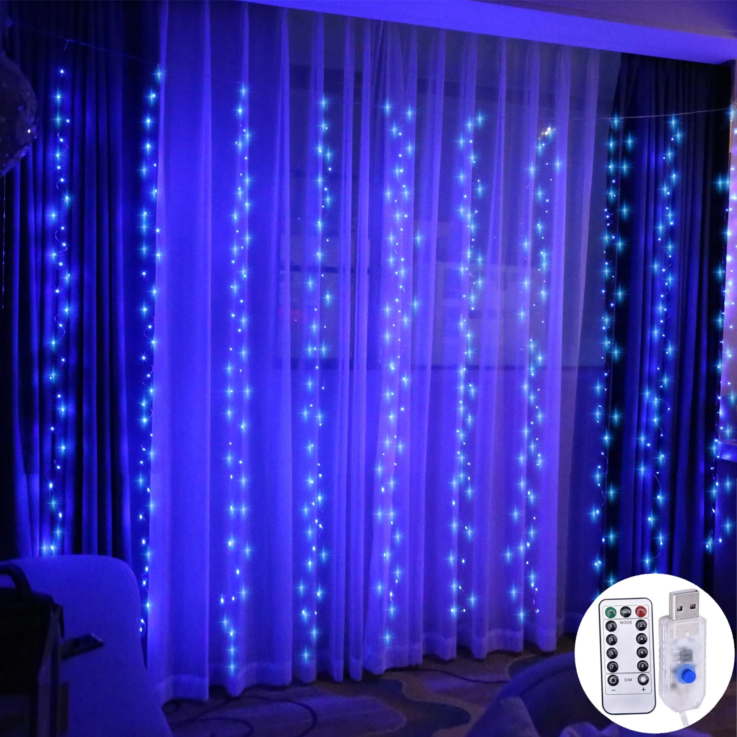 Christmas decoration LED Window Curtain String Light Wedding Party Home Garden r - £149.79 GBP