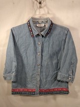 CASEY &amp; MAX Blue 3/4 Sleeve Denim Shirt Blouse Size M  - £12.63 GBP