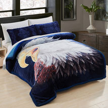 Eagle 3Pcs Sherpa Flannel Blanket Pillow Korean Embossed Blanket - £95.68 GBP