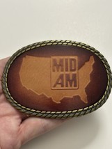 Mid AM Leather and Brass Vintage Belt Buckle - £9.58 GBP