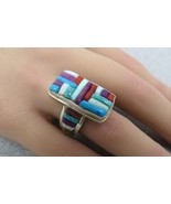Cobblestone Multi Turquoise Ring Opal SZ 8.5 Sterling Silver Southwester... - $4,704.00 MXN