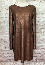 SUGAR LIPS Womens Metallic Copper Long Sleeve Party BodyCon Dress Size M... - $39.00