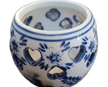 Vtg BLUE DELFT Hand Painted  Holland Heart Cutout Tea light Candle Holde... - $13.81