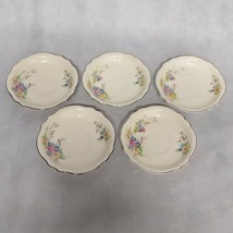 Homer Laughlin Bouquet Saucers 5 Floral Virginia Rose 6&quot; - £17.26 GBP