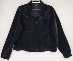 Carole Little Jacket Womens 12 Black Velvet Embroidered Beaded Western Button Up - £33.46 GBP