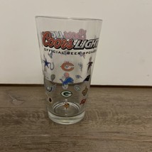 Vintage Coors Light Official Sponsor Beer Pint Glass OLD NFL 32 Teams Logo WORN - £9.38 GBP