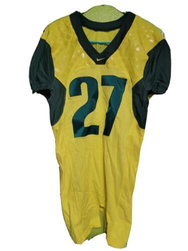 Primary image for Oregon Ducks Game Used Player Issue Football Jersey #27 Shaw Yellow Y2K VTG Nike