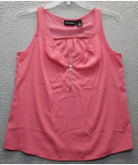 DKNY Jeans Tank Top Womens Medium Pink Solid Sleeveless Scoop Neck Front... - $42.75 CAD