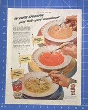 Vtg Print Ad Campbell&#39;s Soup Beef Noodle Tomato Bean with Bacon Kid 13.5... - £11.36 GBP