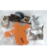 Vintage Halloween Cookie Cutters 3D Scarcrow Ghost cat Owl Moon metal &amp; ... - $13.85