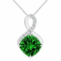 ANGARA Lab-Grown Emerald Infinity Pendant with Diamond in Silver (10mm,4.25Ct) - £1,140.78 GBP