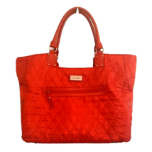 Orange Quilted Ellen Tracy Tote Bag Satchel Carry On Travel Case Weekender - $28.97