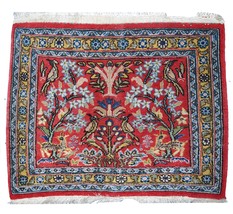 Hand made vintage Persian Tabriz mat 1.5&#39; x 1.7&#39; ( 46cm x 54cm ) 1950s 1... - £395.68 GBP