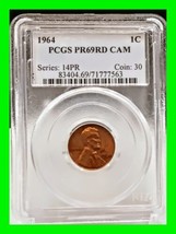 1964 1C Proof Lincoln Cent PCGS PR69 CAM Cameo - TOP POP - Low Population 267  - £213.34 GBP