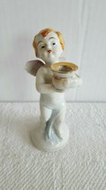 Vintage Ceramic Eros Figurine Holding a Vase 5&quot; Tall Home Shelf Decor Gi... - $9.99