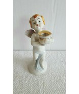 Vintage Ceramic Eros Figurine Holding a Vase 5&quot; Tall Home Shelf Decor Gi... - $9.99