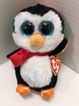 TY Beanie Boos Igloo Penguin Stuffed Toy 6&quot; Green Glitter Eyes Plush 2013 - $4.95