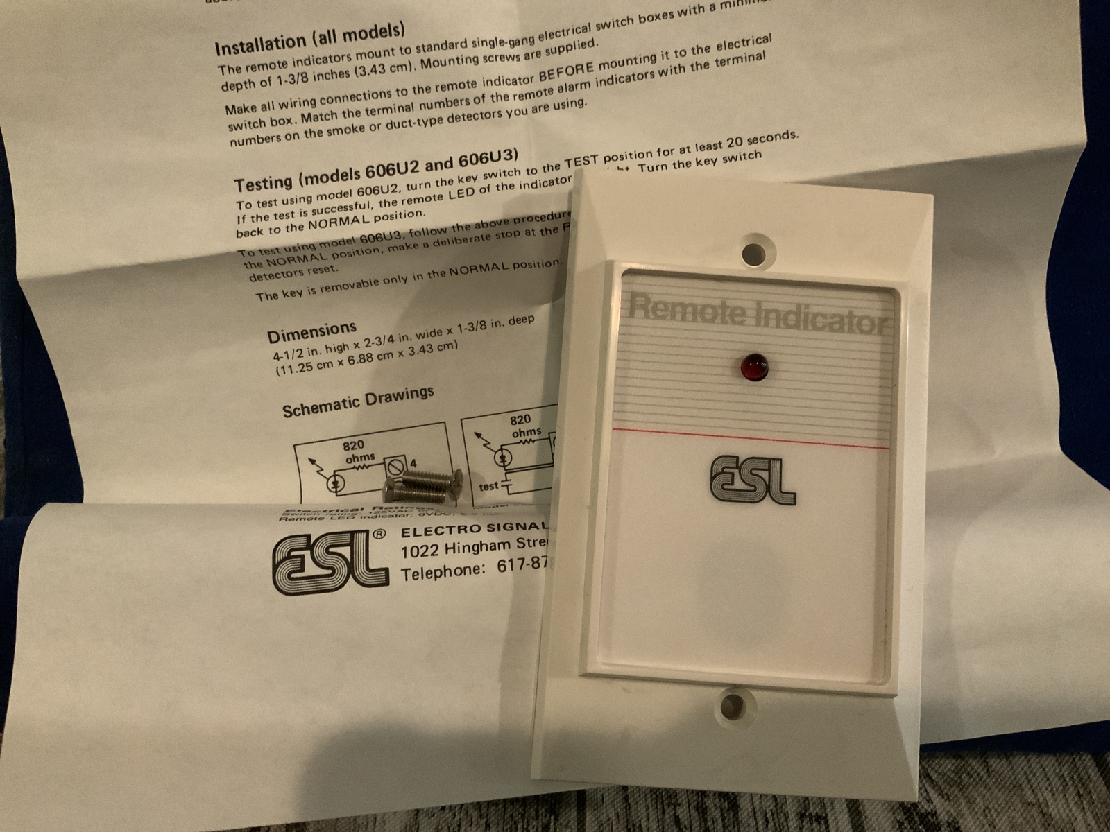 Electro Signal Lab, model 606U1, Smoke-Automatic Detector Accessory, 606... - $9.59