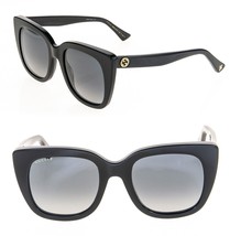 Gucci 0163 Black Cat Eye Classic Polarized Sunglasses GG0163S Women Authentic - £246.62 GBP