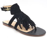 C Wonder Women Flat Slingback Fringed Sandals Jessa Size US 6.5M Black S... - $23.76