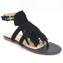 C Wonder Women Flat Slingback Fringed Sandals Jessa Size US 6.5M Black S... - $23.76