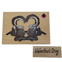 Skunk STRIPES and Valentines Day Rubber Stamp Set - £9.56 GBP