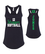 Custom Glitter Softball Team Design Next Level Fitted Racerback Tank Top Mom - £19.14 GBP - £21.54 GBP