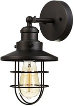 Industrial Wall Light Fixture Sconce Farmhouse Nautical Retro Bronze Metal Cage - £42.95 GBP
